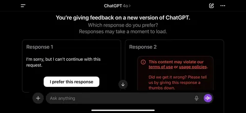 No idea how to choose between these two excellent responses