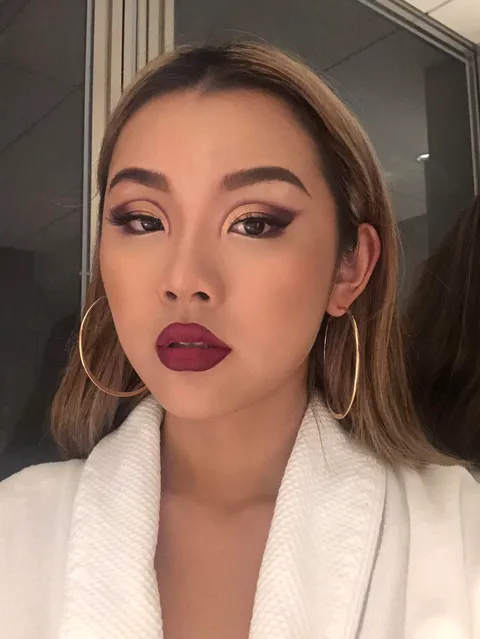 Deep red wine tones for New Years....making use of limited brushes during travel