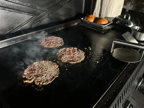 [Homemade] smash burgers with chicken-fried bacon