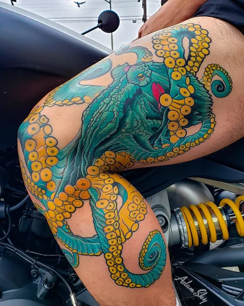 Blue Octopus Tattoo by Adam Sky, Private Studio in San Francisco