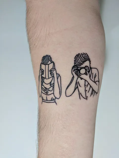Forearm tattoo representing my Mum and Dad. Artist - Aiden, Voodoo Ink, Melbourne, Australia.