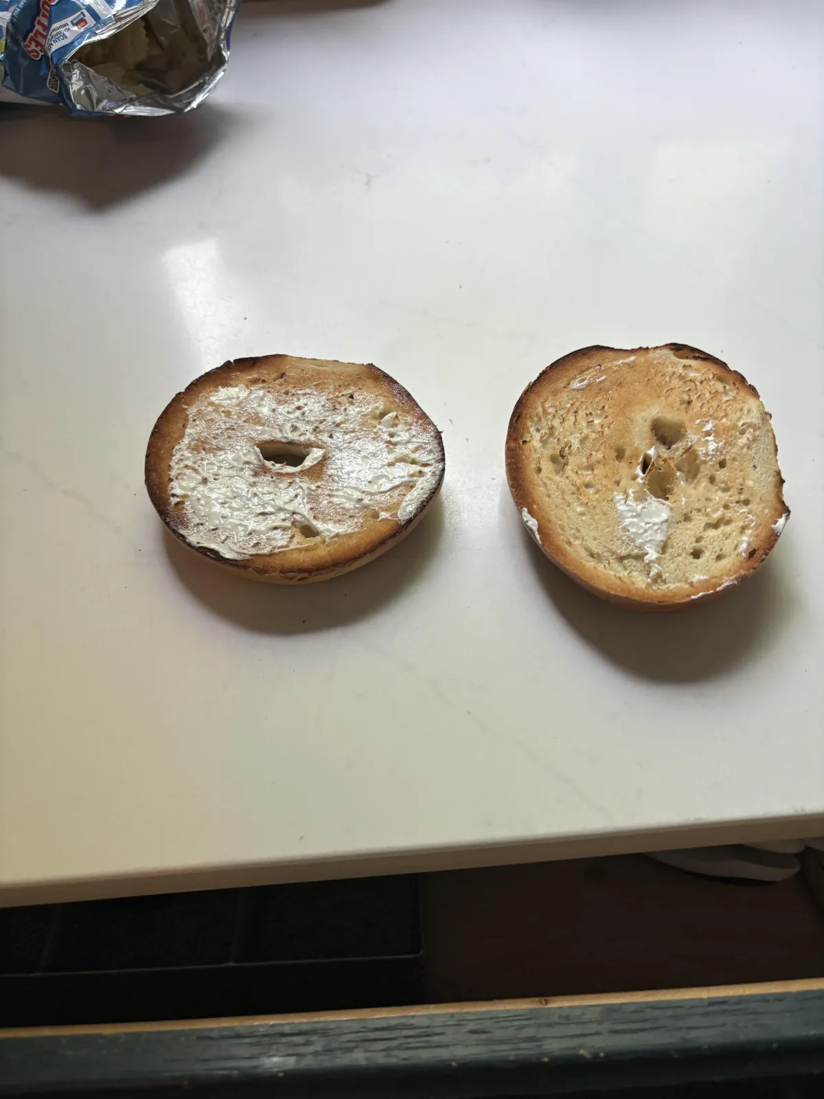 look how much cream cheese the dunkin employees put on my bagel