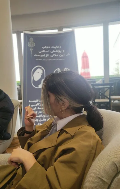 Iranian women making it a trend to take photos without hijab next to signs and billboards of hijab advertisement in Iran. 