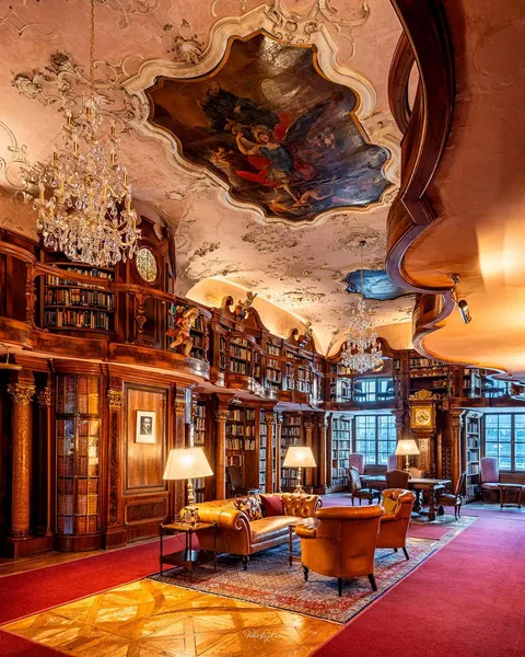 Library in Schloss Leopoldskron, a historic 18th-century rococo palace in Salzburg, Austria [1440x1800]