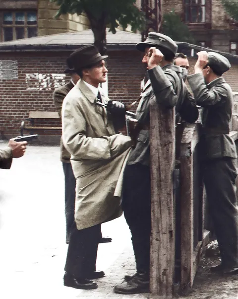 Danish resistance disarming Nazi soldiers in early May 1945