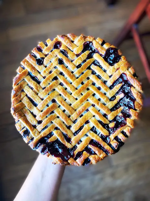 Herringbone Lattice Wild Blueberry Pie (Homemade)