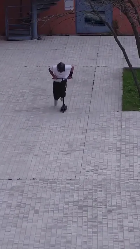 Backfilling on a scooter down 25 steps