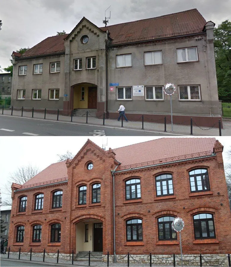 Before and after in Piekary Śląskie, Poland