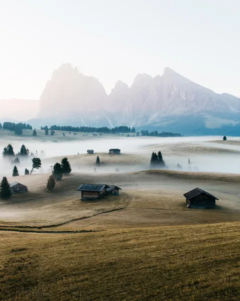 ITAP of some huts in Alp di Siusi in Italy