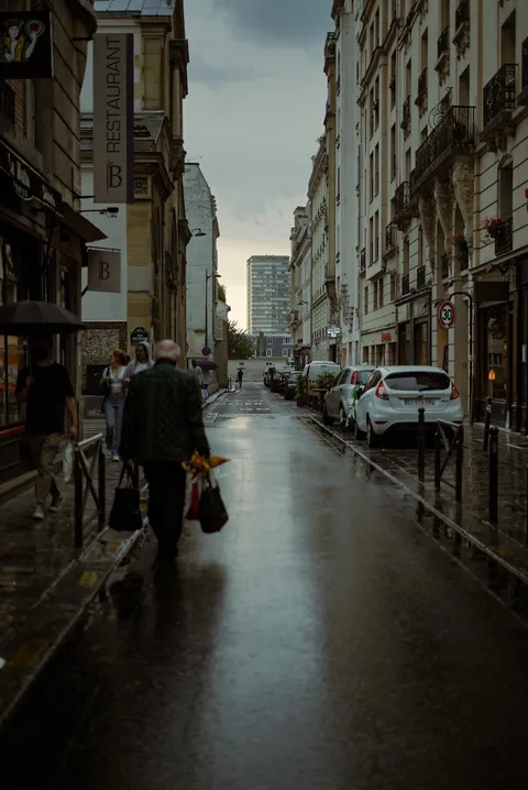 A Rainy Scenery in Paris, France.