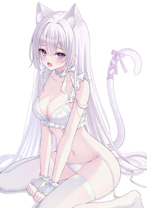 Cute neko with untied panties