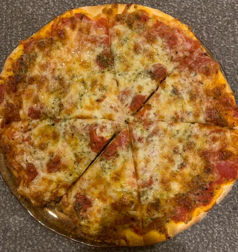 My first ever homemade pizza. Made the dough and sauce myself too. I just feel kinda proud lol 😁😇.