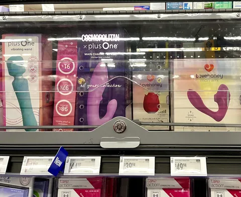 You need to ask an associate to unlock the vibrators for you at Walmart