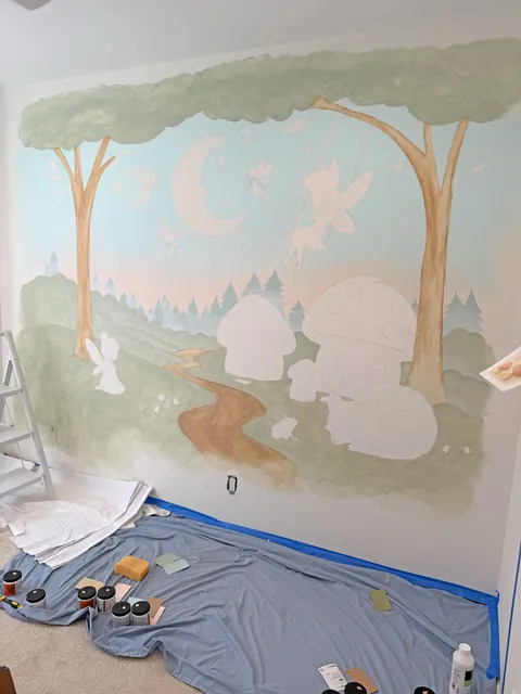 Storybook mural I painted for my baby niece’s nursery