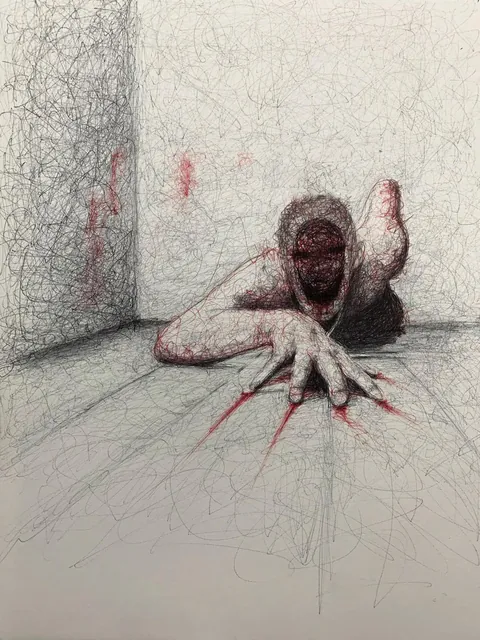 Some of my unsettling ballpoint pen drawings[OC]