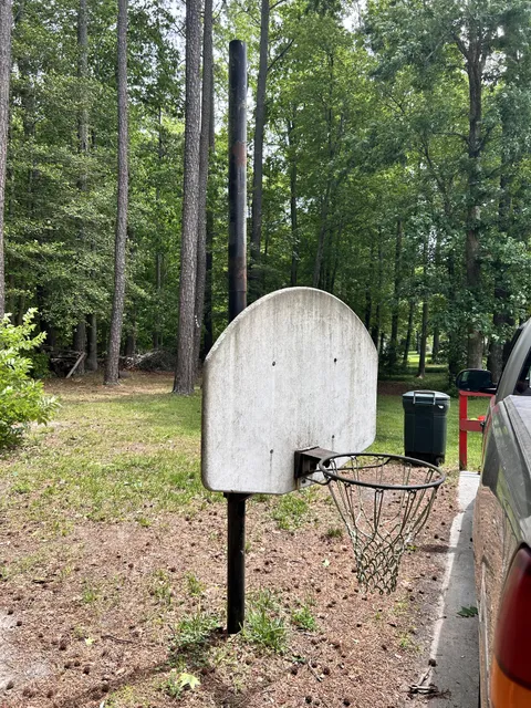 It stormed last night, my basketball hoop slid down