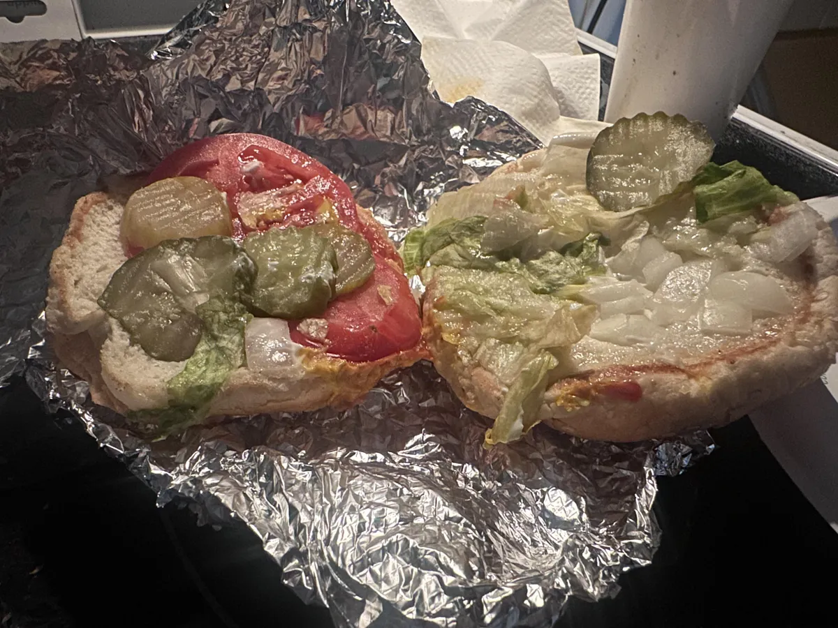 My sister went to Five Guys and they didn’t to put the burger patty on her burger.