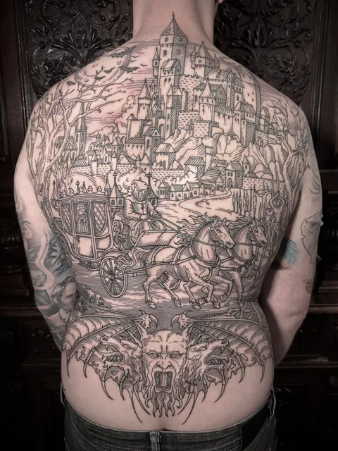 Dracula back piece made by me (Ivan Zagusta) at Zaraza tattoo shop in Warsaw, PL