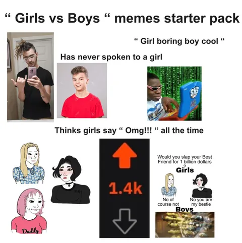 Boys vs Girls memes starter pack