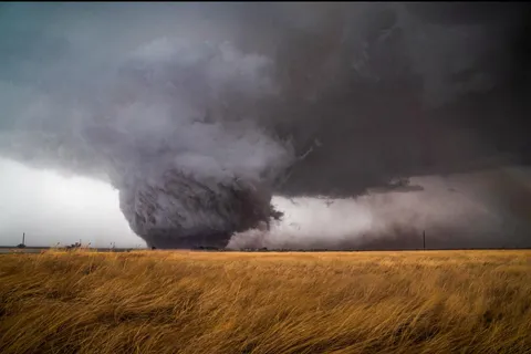 ITAP of a tornado moving across the plains of Texas