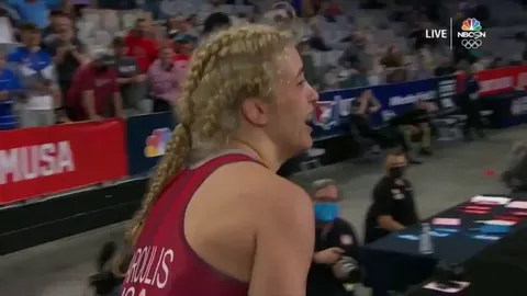 After their match, Helen Maroulis embraced and gave support to her opponent Jenna Burkert who lost her mother last week