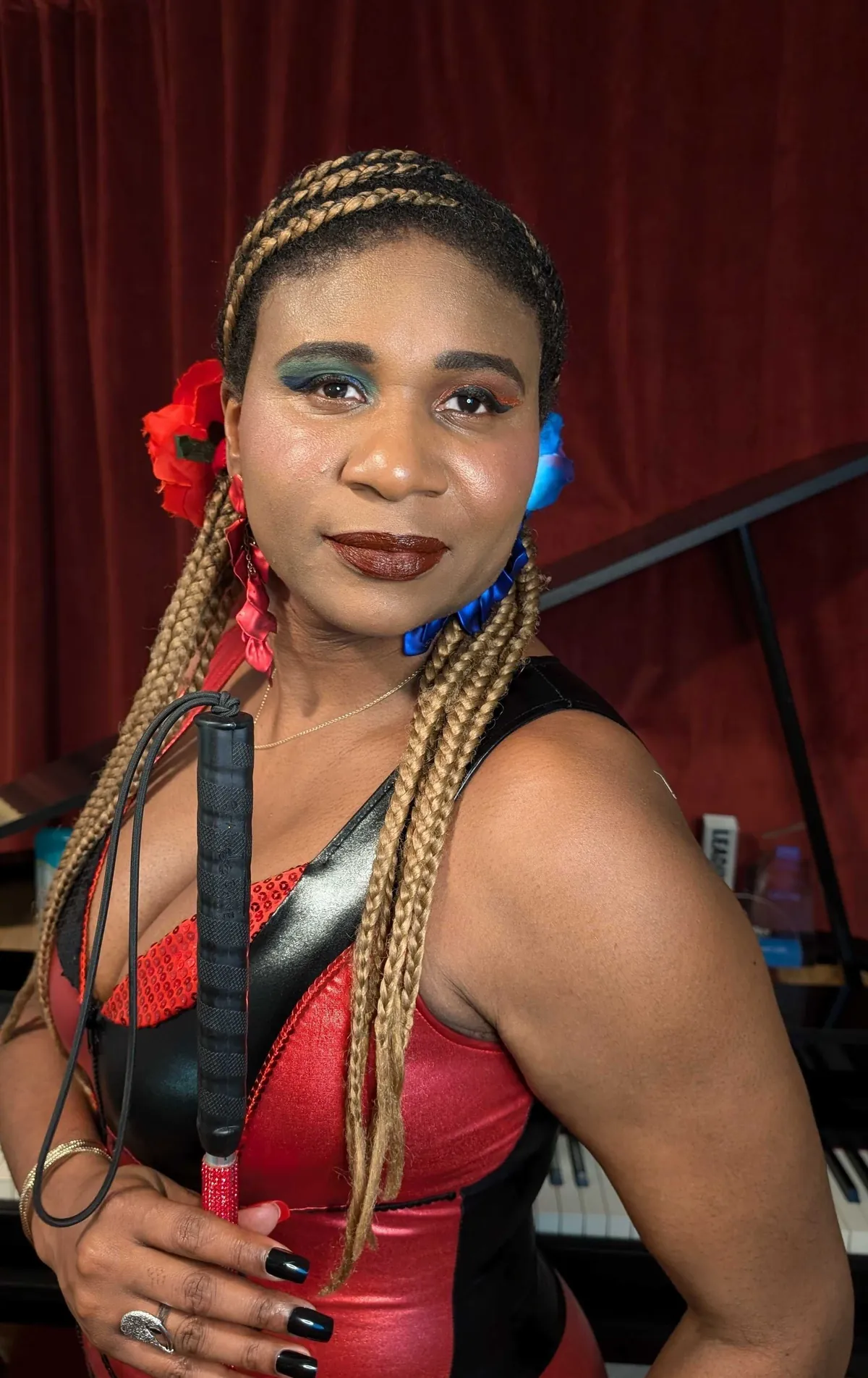 My SO is blind and I do her makeup, Harley Quinn for a fancy Halloween Party! 