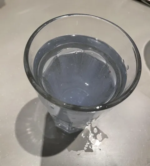 The water coming out of our faucet is kind of blue