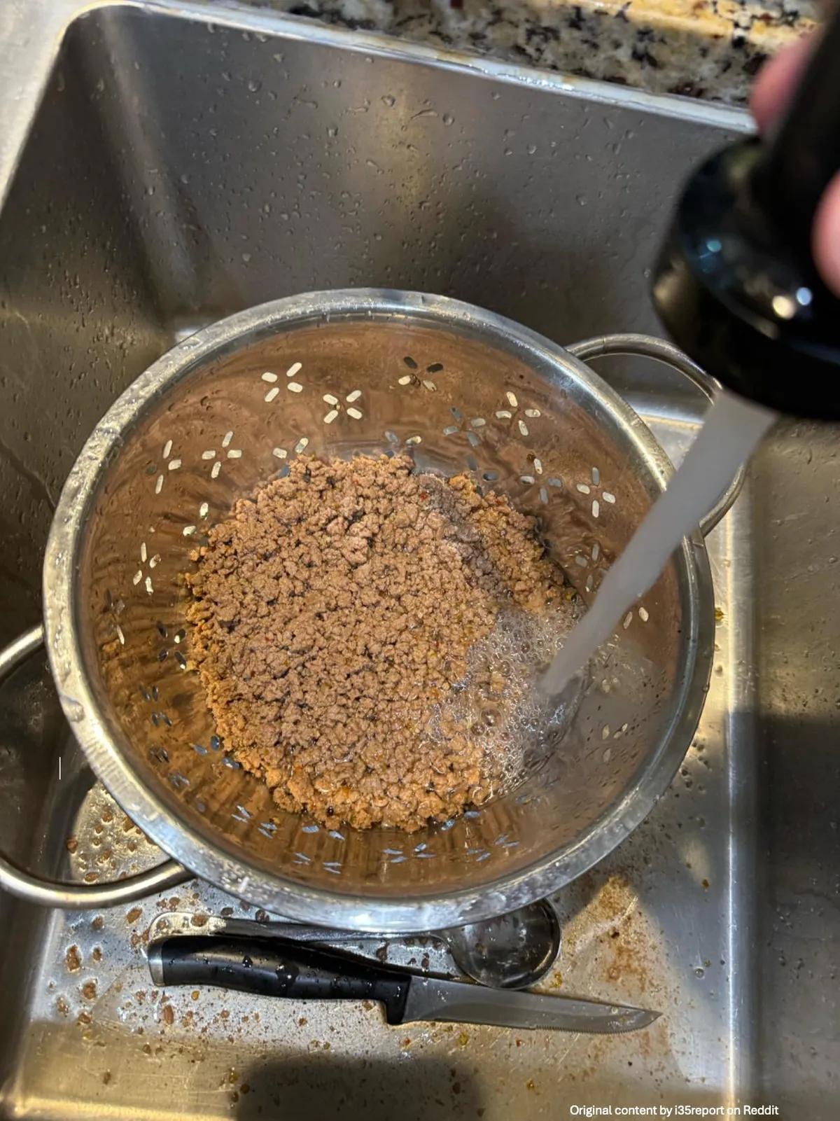 How my friend takes the grease off his ground beef.