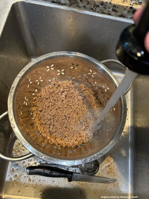 How my friend takes the grease off his ground beef.