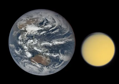 Earth and Titan (Australia for scale)