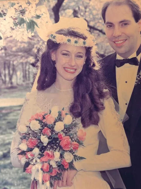 My grandmother in 1942 and my mother in 1982 wearing the same wedding dress on their special day. 