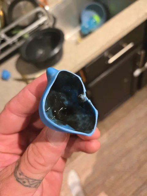 My Kid threw his bath toy at me, black stuff came out