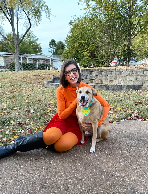 My dog and I dressed as Scooby and Velma this year! 🎃 (OC)