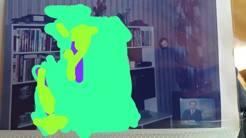 My grandma unintentionally captured the moment that the chernobyl disaster was talked about on finnish tv for the first time ever in the background of a family photo.