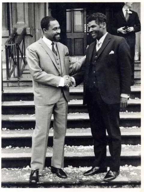 This is my gorgeous Grandad (in the light suit) on his wedding day in 1969 with his best man. Now 94, and suffering with dementia, in a moment of confusion last week he asked his wife who she was and when she replied with 'Your wife' he said, 'Well aren't you lucky!' He has still got it.