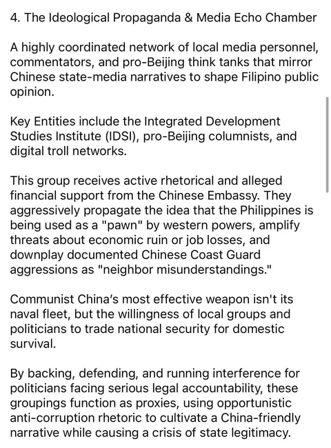 Communist China has been actively destabilizing the current administration with the aid of the DDS, INC, their localized espionage network (ex. the likes of Alice Guo), and their online propaganda network, according to Rafael Alunan III, Former DILG Sec. under President Fidel V. Ramos