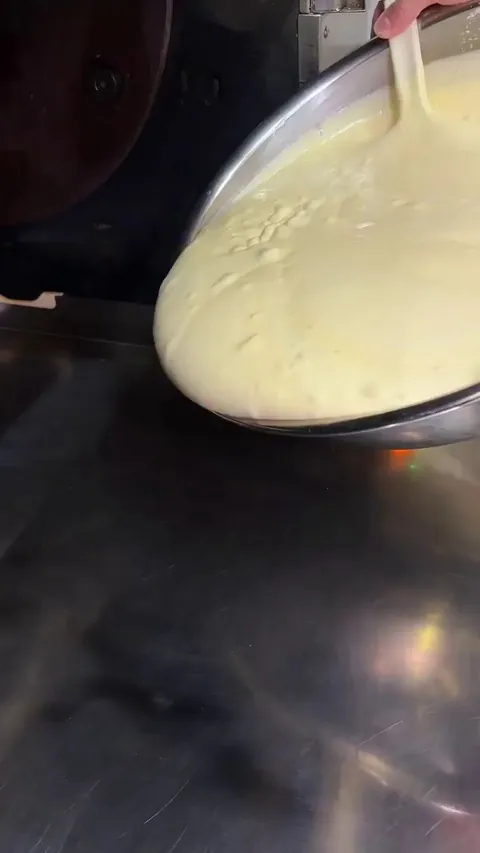 Baumkuchen filled with custard and brulee covered on top