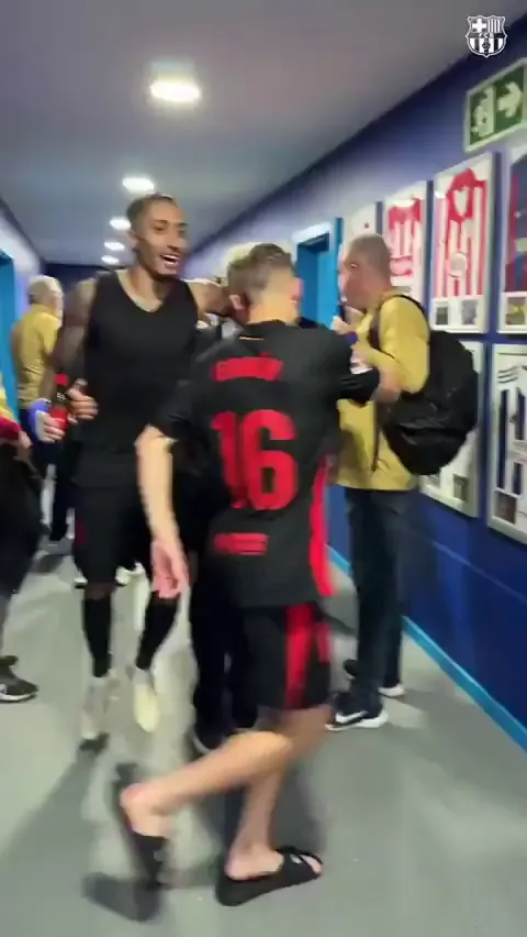 Barcelona president Joan Laporta was celebrating with the team after winning the LALIGA title.