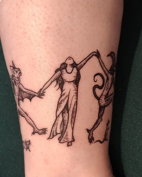 Sketch vs result - medieval witch circle