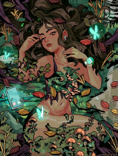 Unplug, Desirae Salmark (me), Pixel Art/Digital, 2024