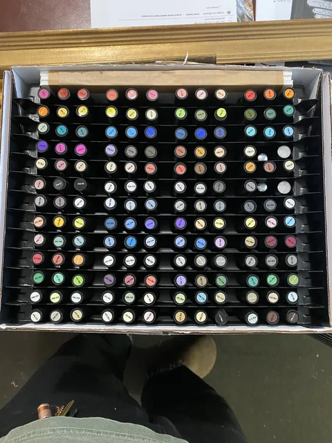 My boss just  spent an hour rearranging this box of markers by part number. 