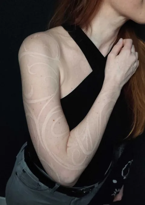 Ornamental Night Elf Sleeve in white by Mae at Steadfast Art Collective in Kirkland, WA