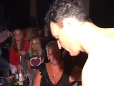 Stripper sees a cute blonde in the crowd