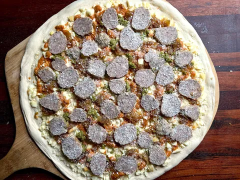 [Homemade] meatball pizza