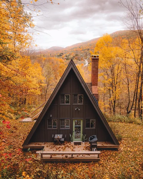 1969 A-frame cabin in the Green Mountains, Vermont.
