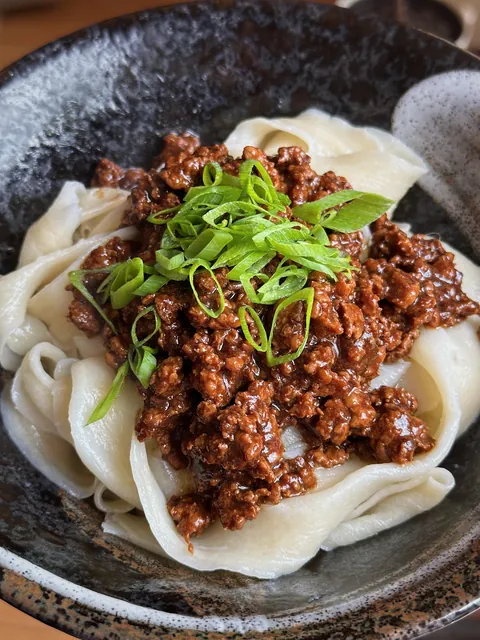 Old Beijing zhajiangmian with handpulled noodles