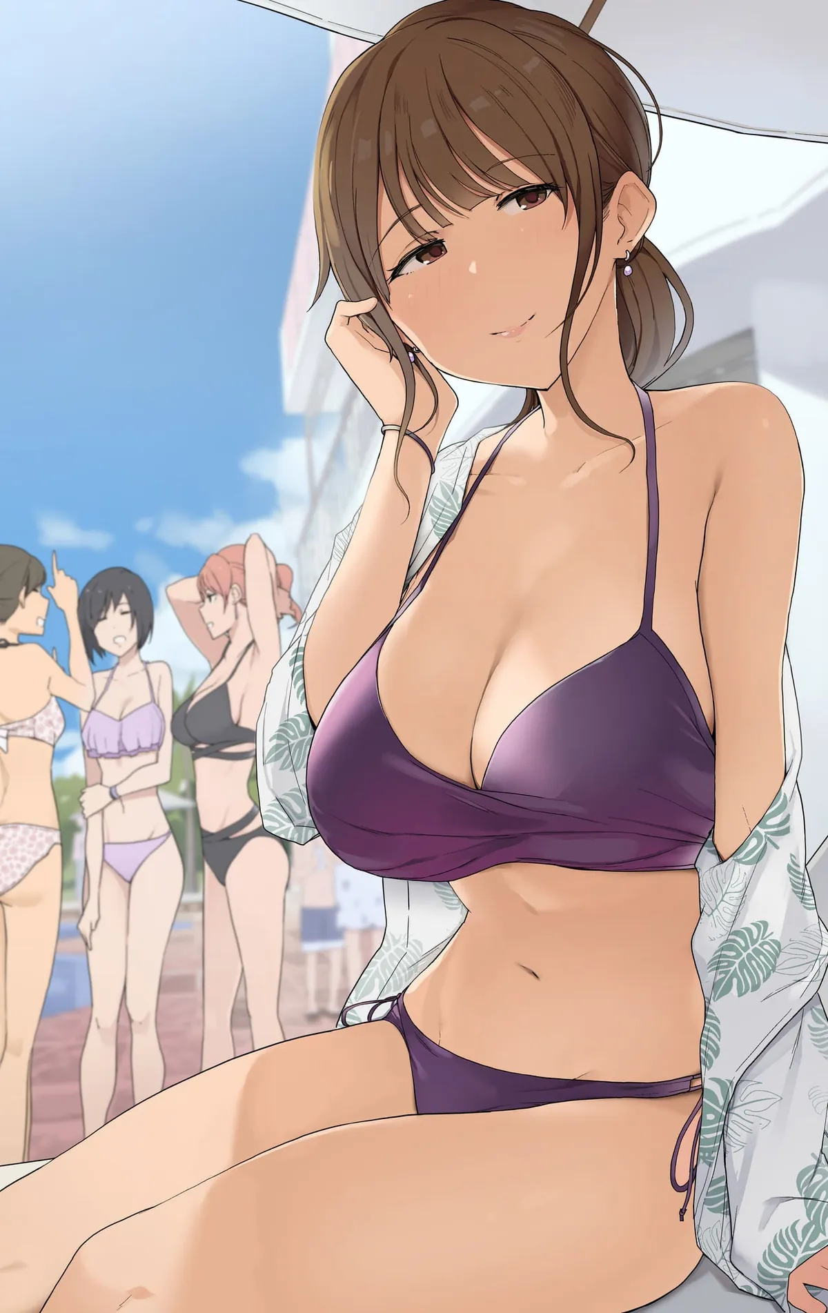 Meeting an older woman at the pool