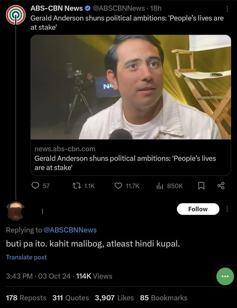 Sa dami ng artista na tumatakbo ngayon be like Gerald