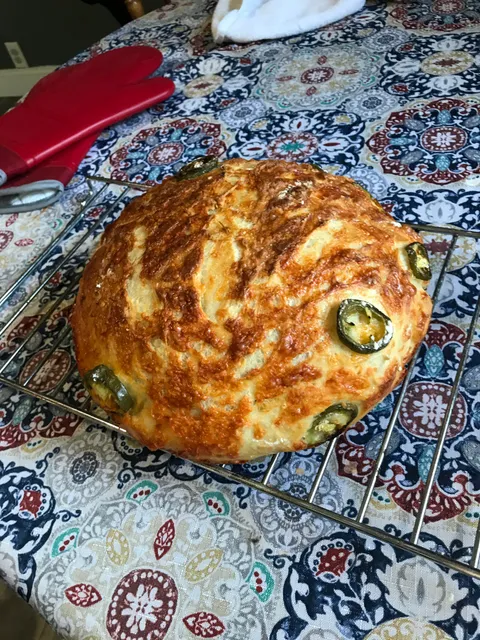 Woke up at 5 AM to make this beast of a jalapeño cheddar! Wife woke up to a heavenly aroma.