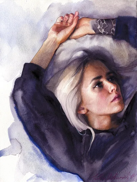 Self-Portrait, Jul_Ustin, watercolor, 2024